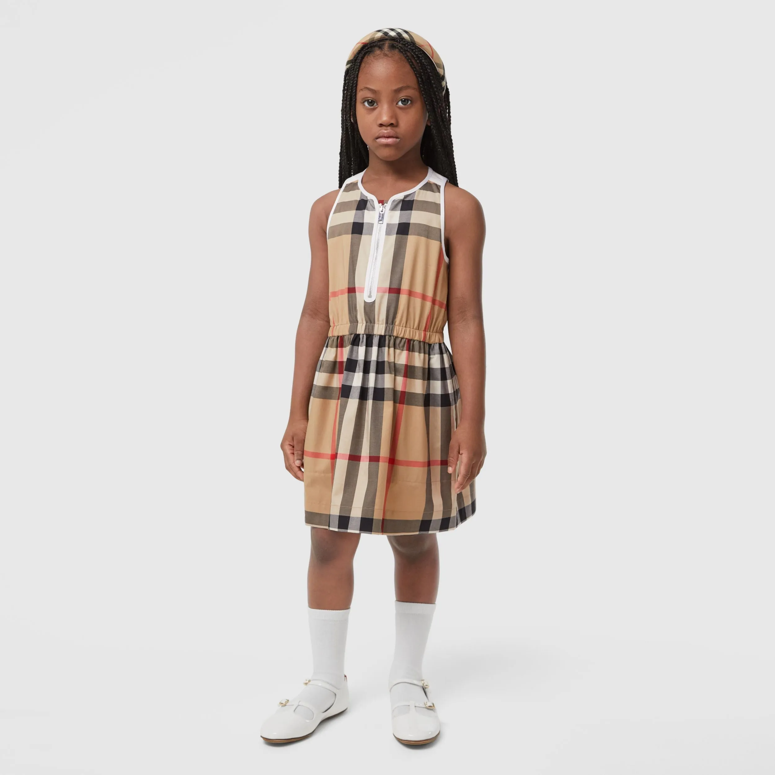 Burberry Sleeveless Check Stretch Cotton Dress