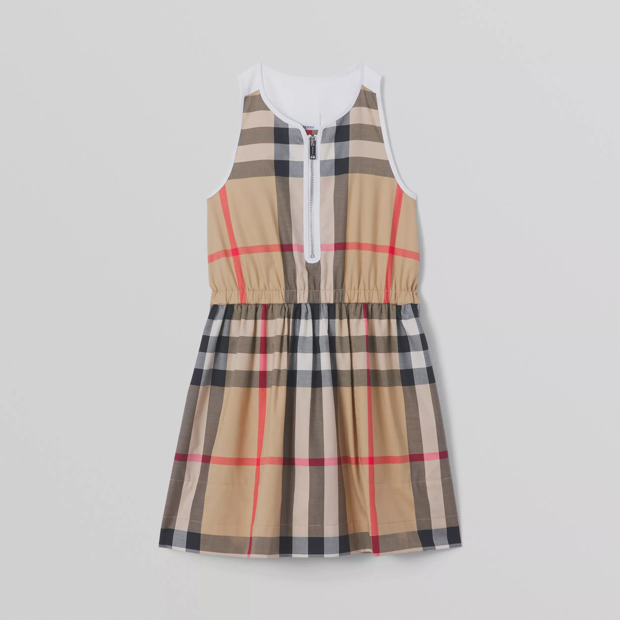 Burberry Sleeveless Check Stretch Cotton Dress