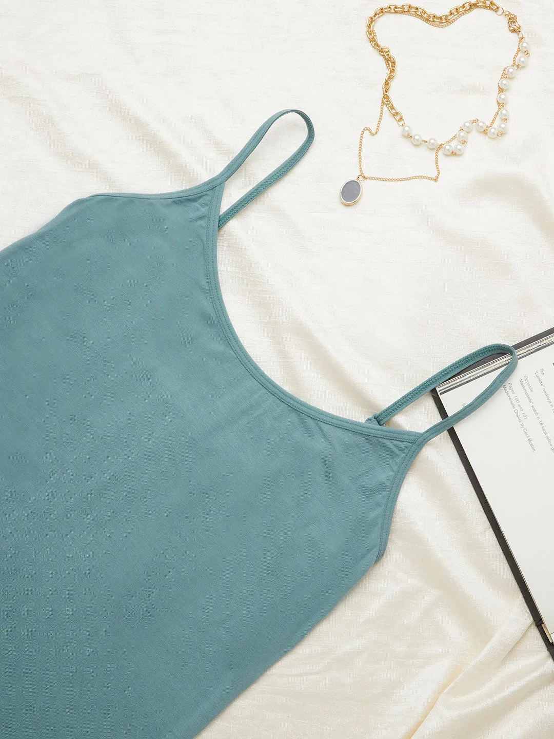 Buy Solid Teal Full Coverage Non-Padded Camisole for Women - Zola