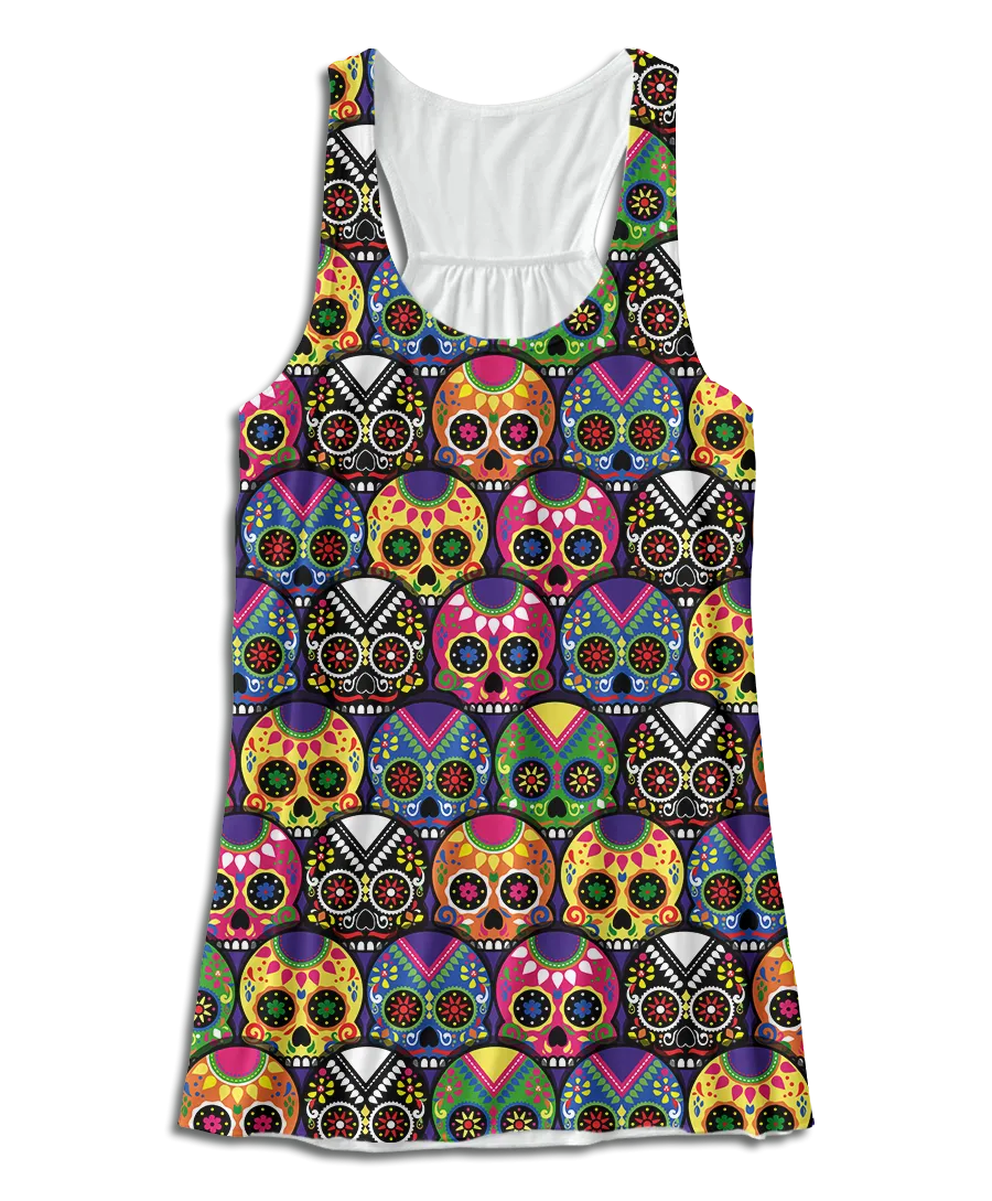Candy Colored Sugar Skulls Racerback Tank Top