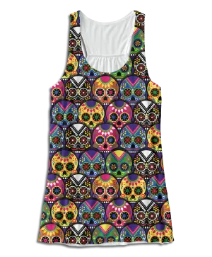 Candy Colored Sugar Skulls Racerback Tank Top