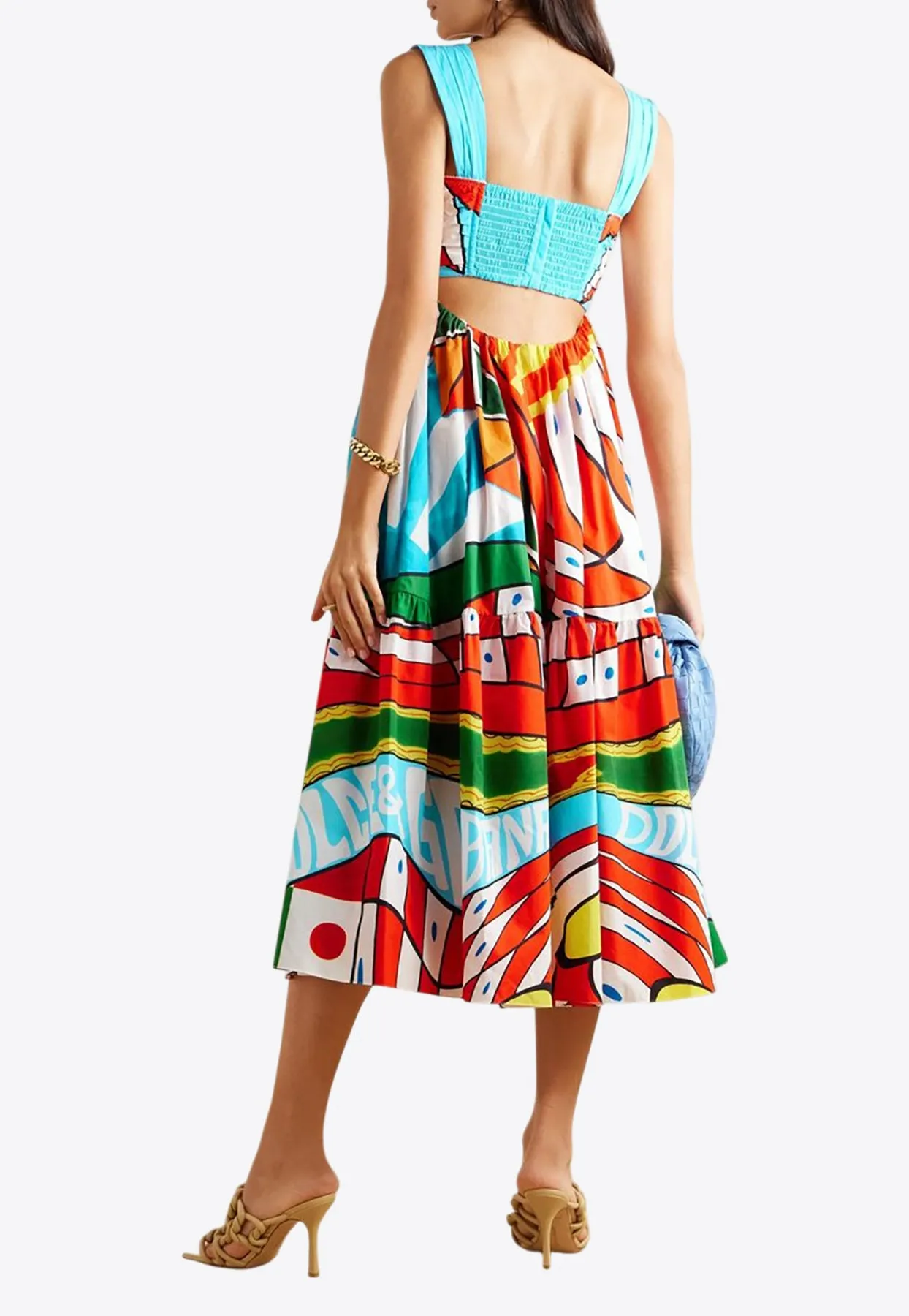 Carretto Print Midi Poplin Dress