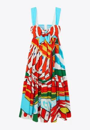 Carretto Print Midi Poplin Dress