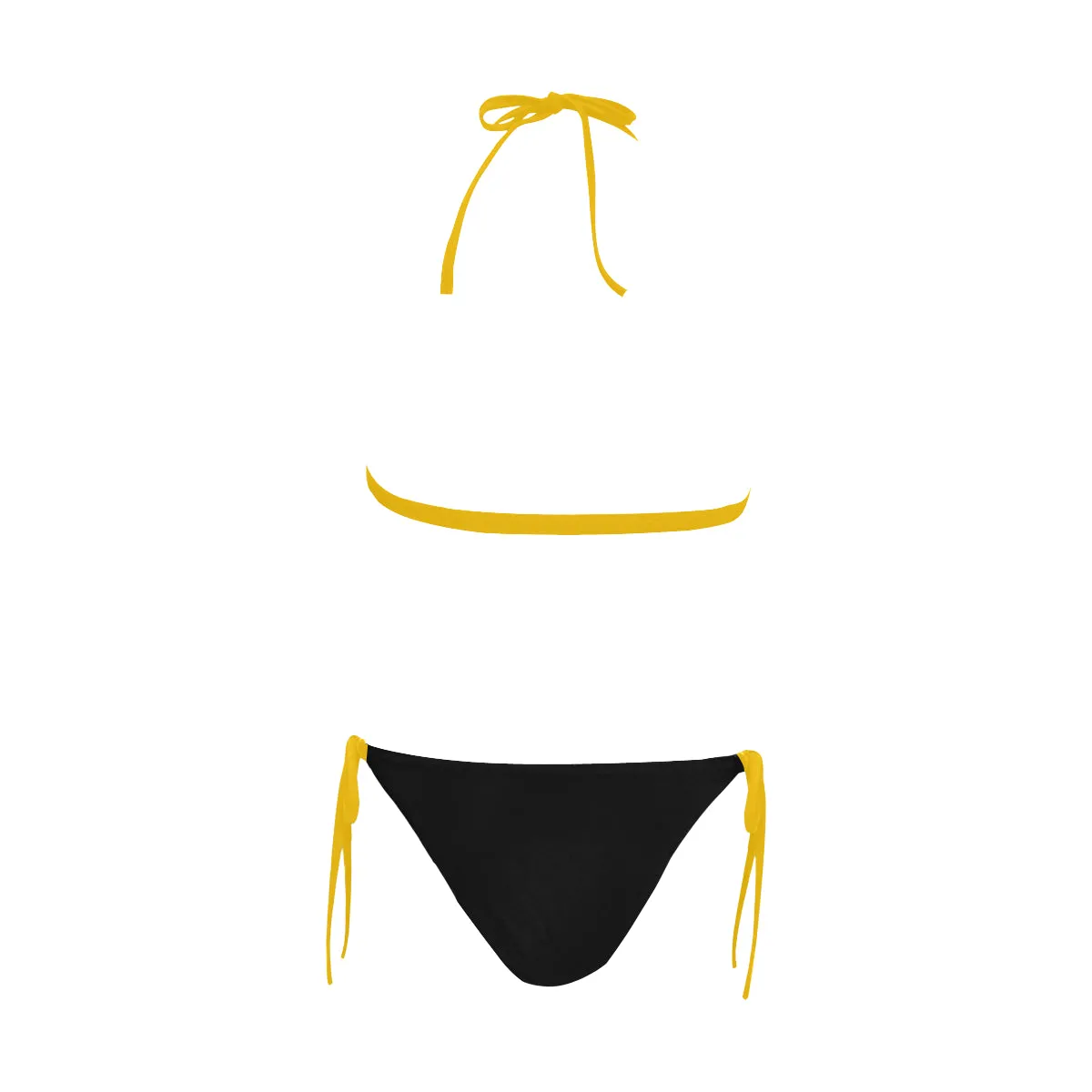 Cash Vision Front Buckle Halter Bikini - Black Yellow