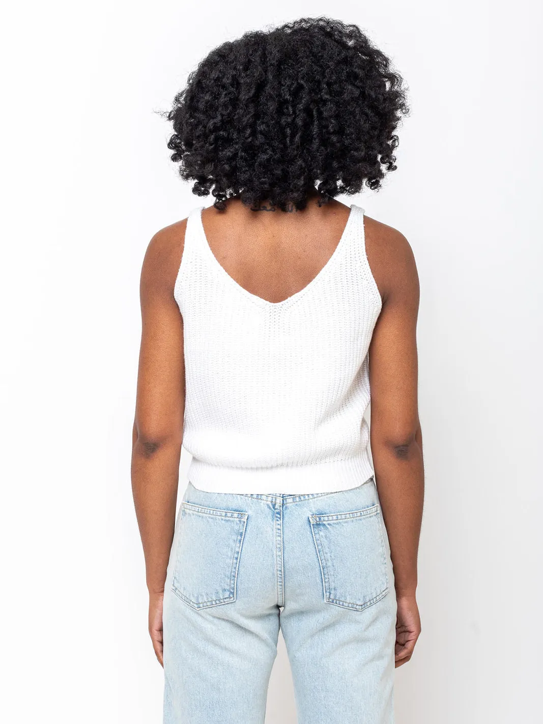 Cashmere and Cotton Knit Tank - White