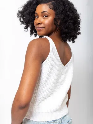 Cashmere and Cotton Knit Tank - White