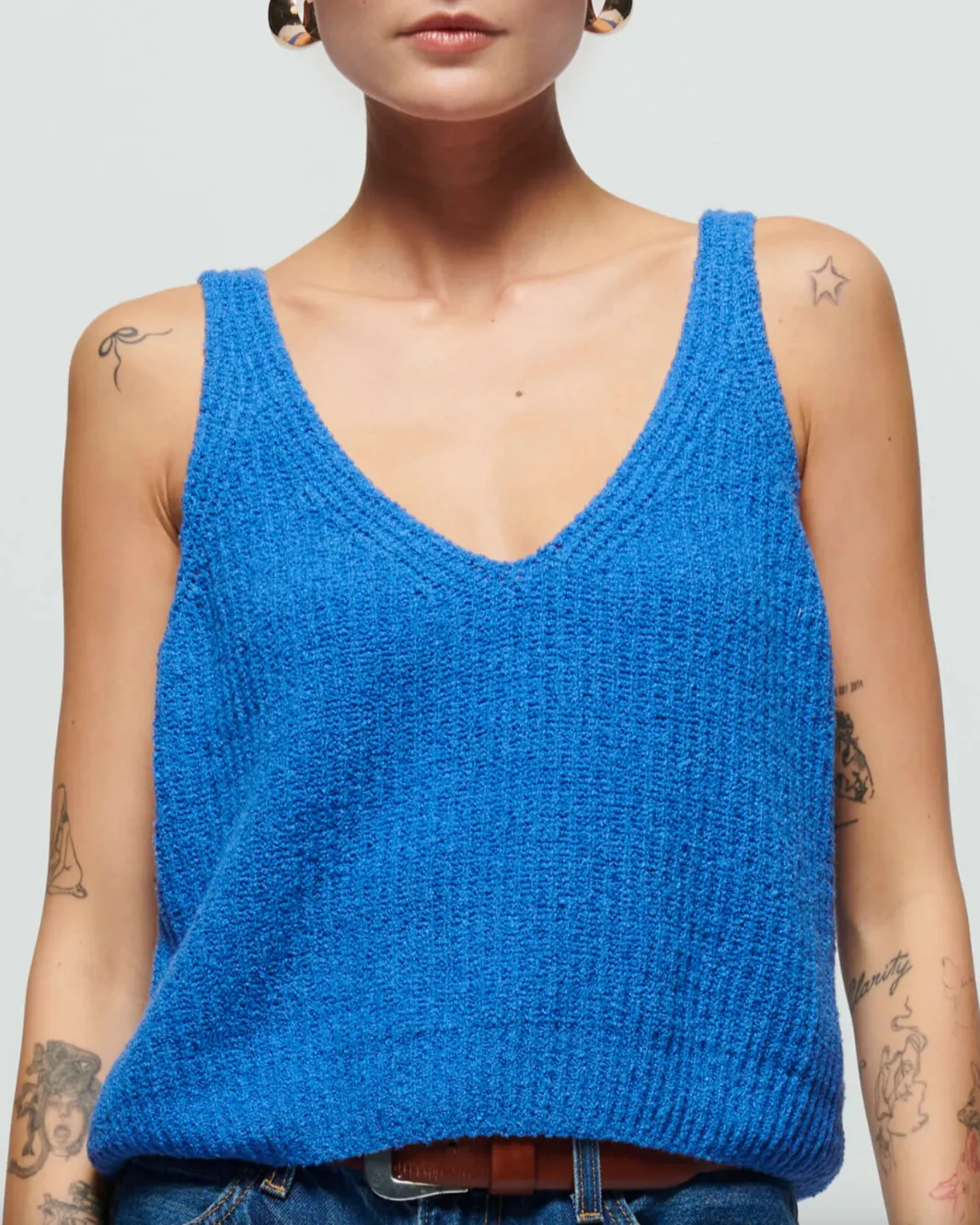 CECE SWEATER TANK IN PALACE BLUE