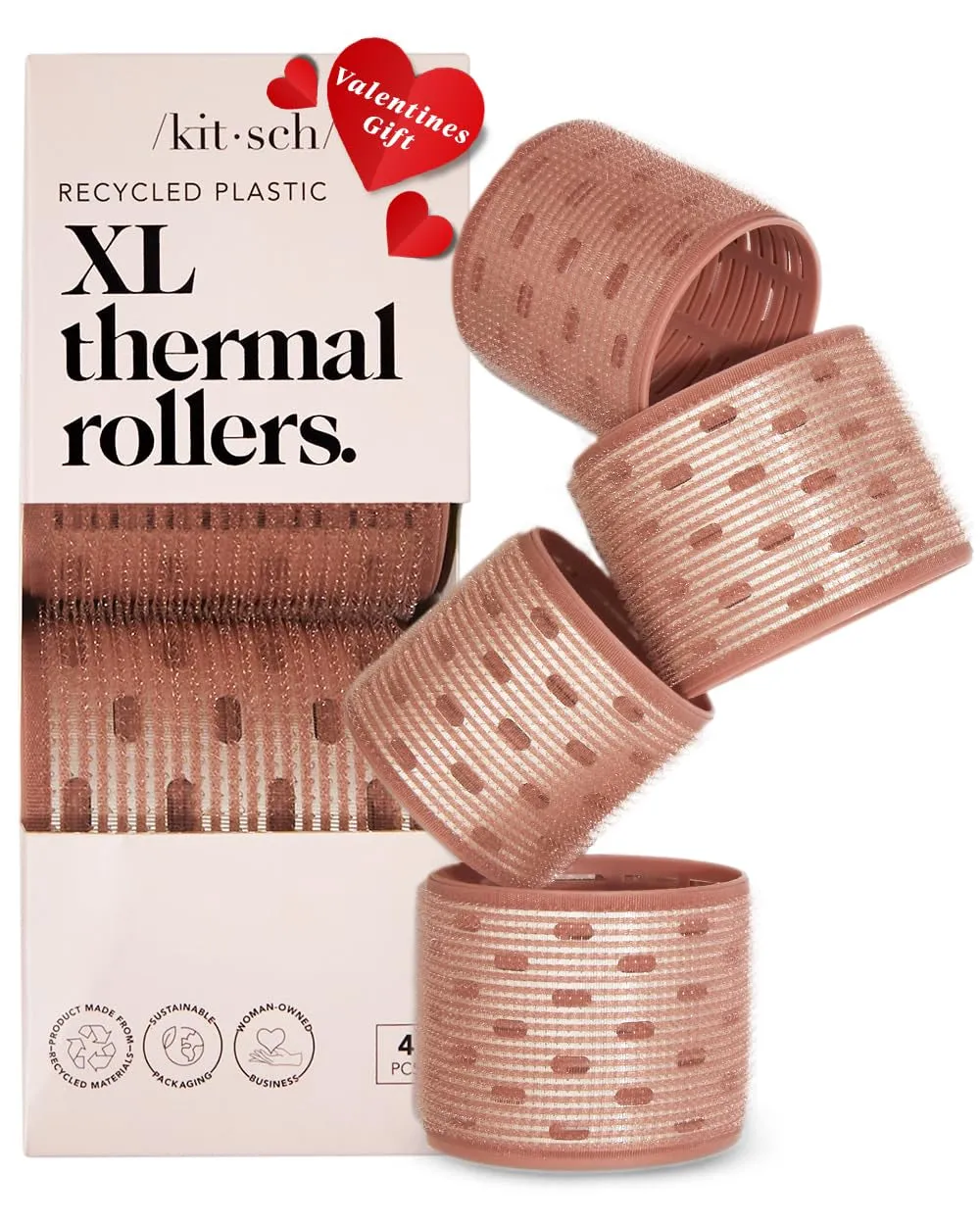 Ceramic Thermal Rollers - Self Grip Hair Rollers for Blowout Look Long Hair, Curlers for Short Hair and Medium Hair, Volume Curls, Ceramic Coated Core, Valentines Gift for Her - Black, 8Pc