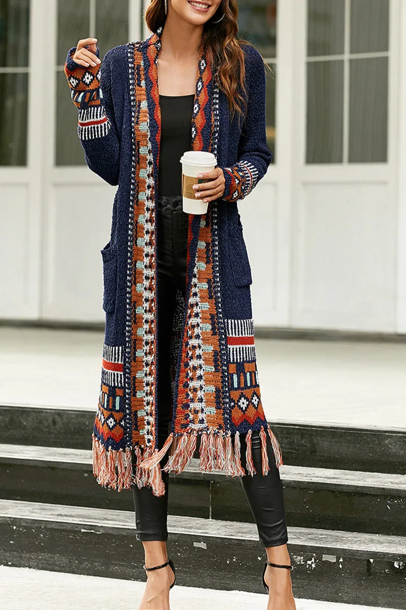 CF0368 Bohemian Tassels Cardigan