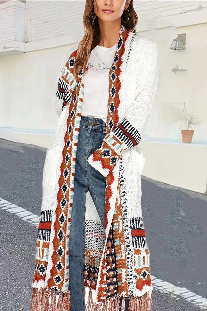 CF0368 Bohemian Tassels Cardigan