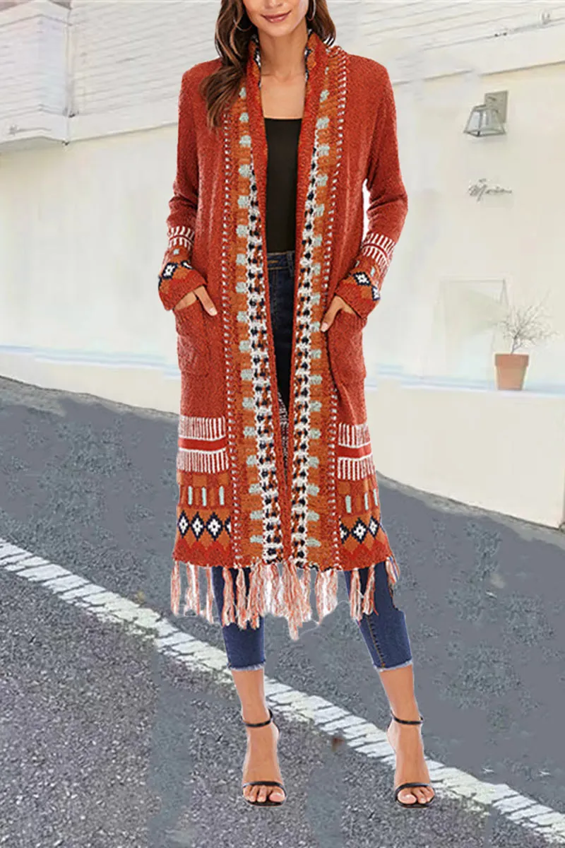 CF0368 Bohemian Tassels Cardigan