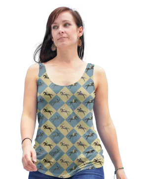 Checkered Diamond Equestrians Horse Racerback Tank Top