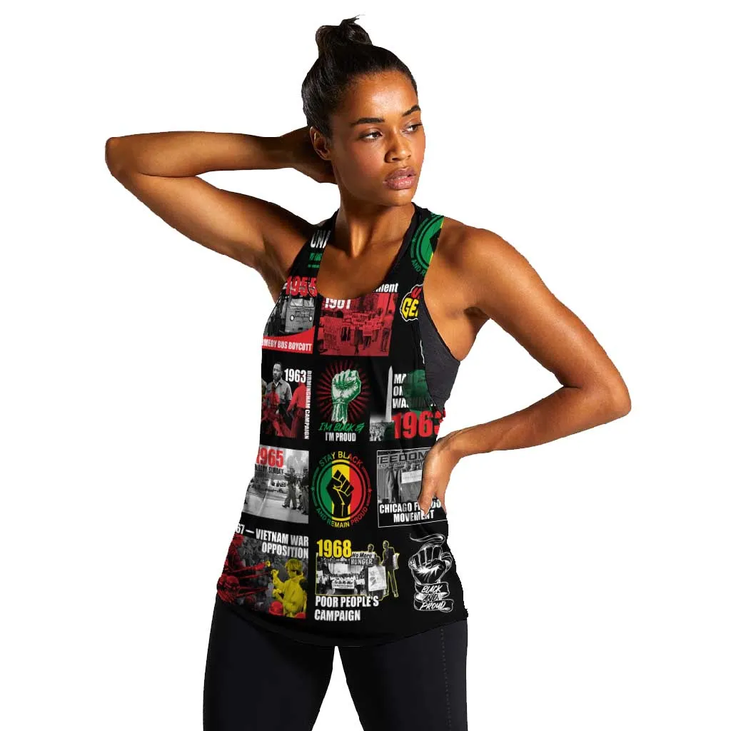 Civil Rights Movement Women Racerback Tank Poster Art Black Pride DT02