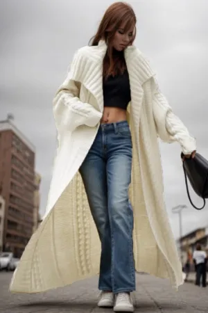 CJ701 Loose Fit Knitted Cardigan Jacket