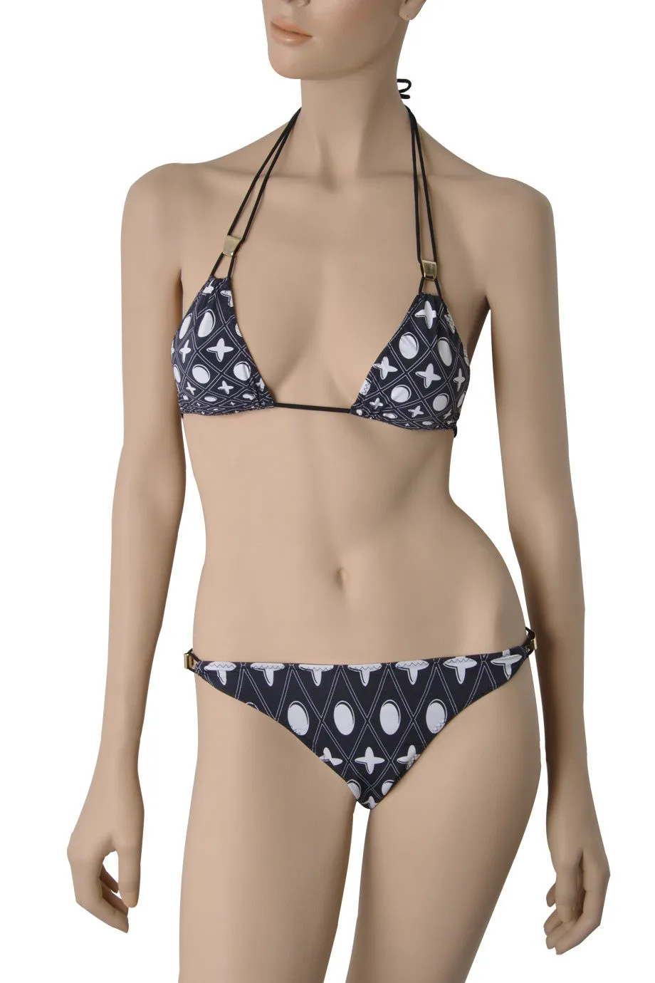 CLUBE BOSSA RETRO Dark Blue & White Triangle Bikini