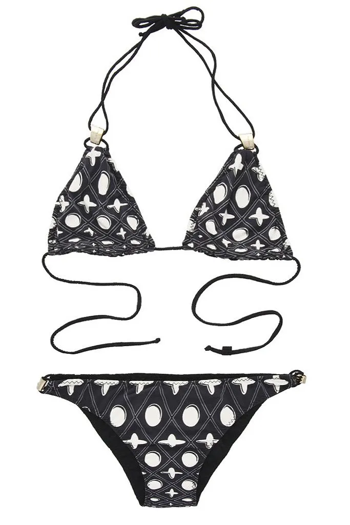 CLUBE BOSSA RETRO Dark Blue & White Triangle Bikini