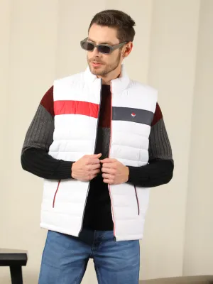 COBB WHITE COLOUR BLOCK SLEEVELESS ZIPPER JACKET