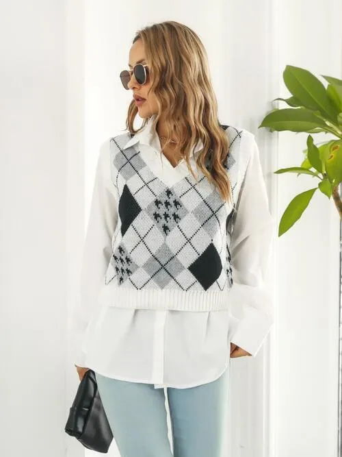 Cold Safe V-Neck Argyle Sweater Vest