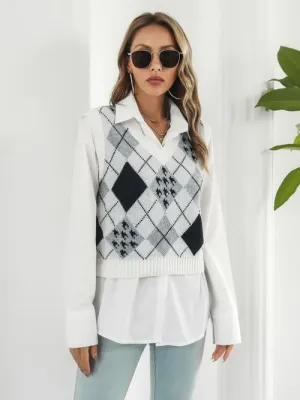Cold Safe V-Neck Argyle Sweater Vest