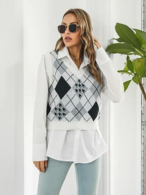 Cold Safe V-Neck Argyle Sweater Vest