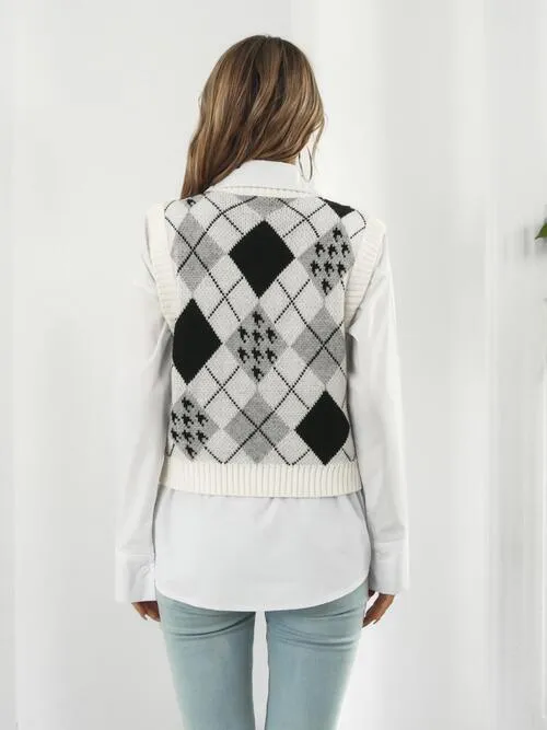 Cold Safe V-Neck Argyle Sweater Vest