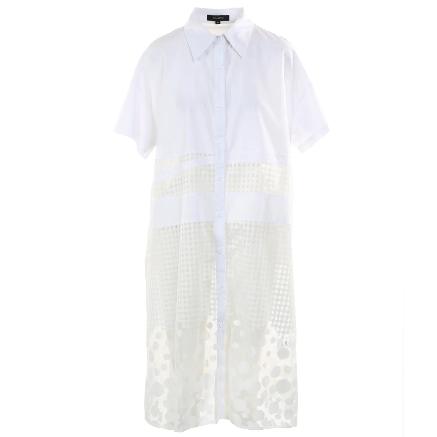 Collared Button Down Tunic Dress/Cover Up