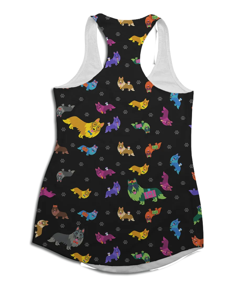 Colorful Sheltie Racerback Tank Top