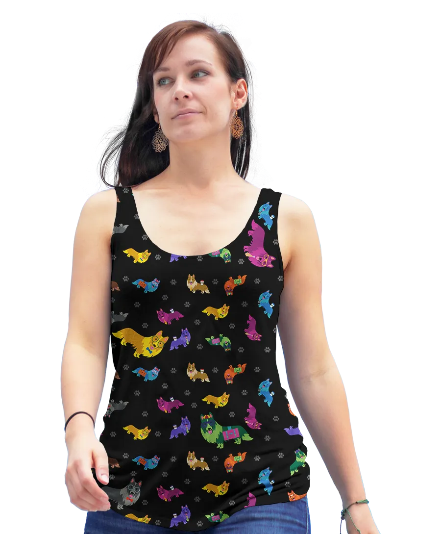 Colorful Sheltie Racerback Tank Top
