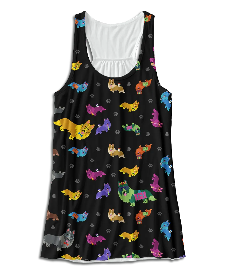 Colorful Sheltie Racerback Tank Top