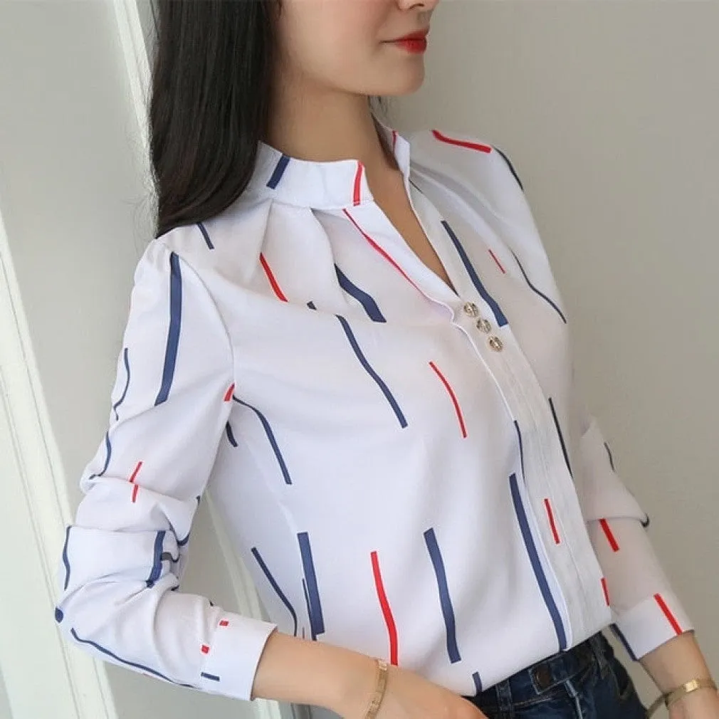 ContiNent 33 Women Tops And Blouses Office Lady Blouse Slim Shirts Women Blouses Plus Size Tops Casual Shirt Female Blusas