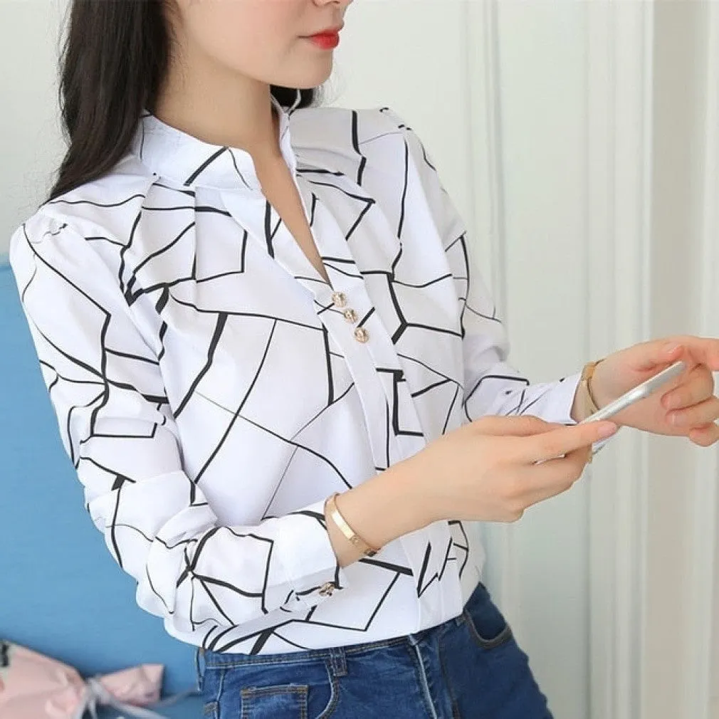 ContiNent 33 Women Tops And Blouses Office Lady Blouse Slim Shirts Women Blouses Plus Size Tops Casual Shirt Female Blusas