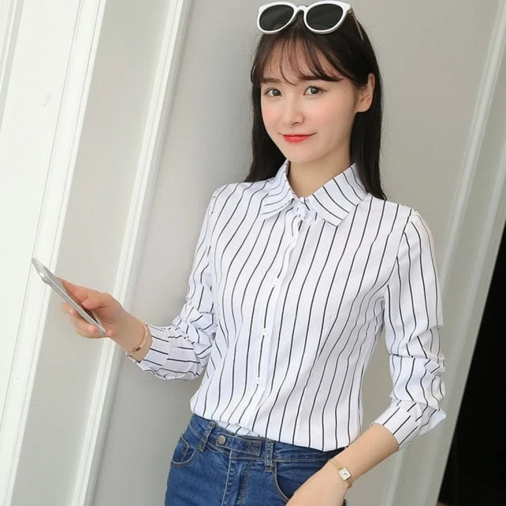ContiNent 33 Women Tops And Blouses Office Lady Blouse Slim Shirts Women Blouses Plus Size Tops Casual Shirt Female Blusas
