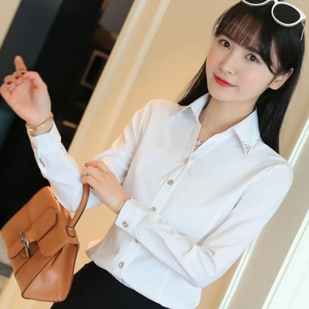 ContiNent 33 Women Tops And Blouses Office Lady Blouse Slim Shirts Women Blouses Plus Size Tops Casual Shirt Female Blusas