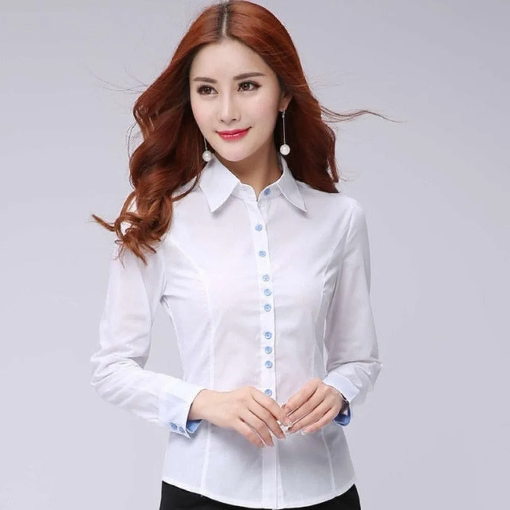 ContiNent 33 Women Tops And Blouses Office Lady Blouse Slim Shirts Women Blouses Plus Size Tops Casual Shirt Female Blusas
