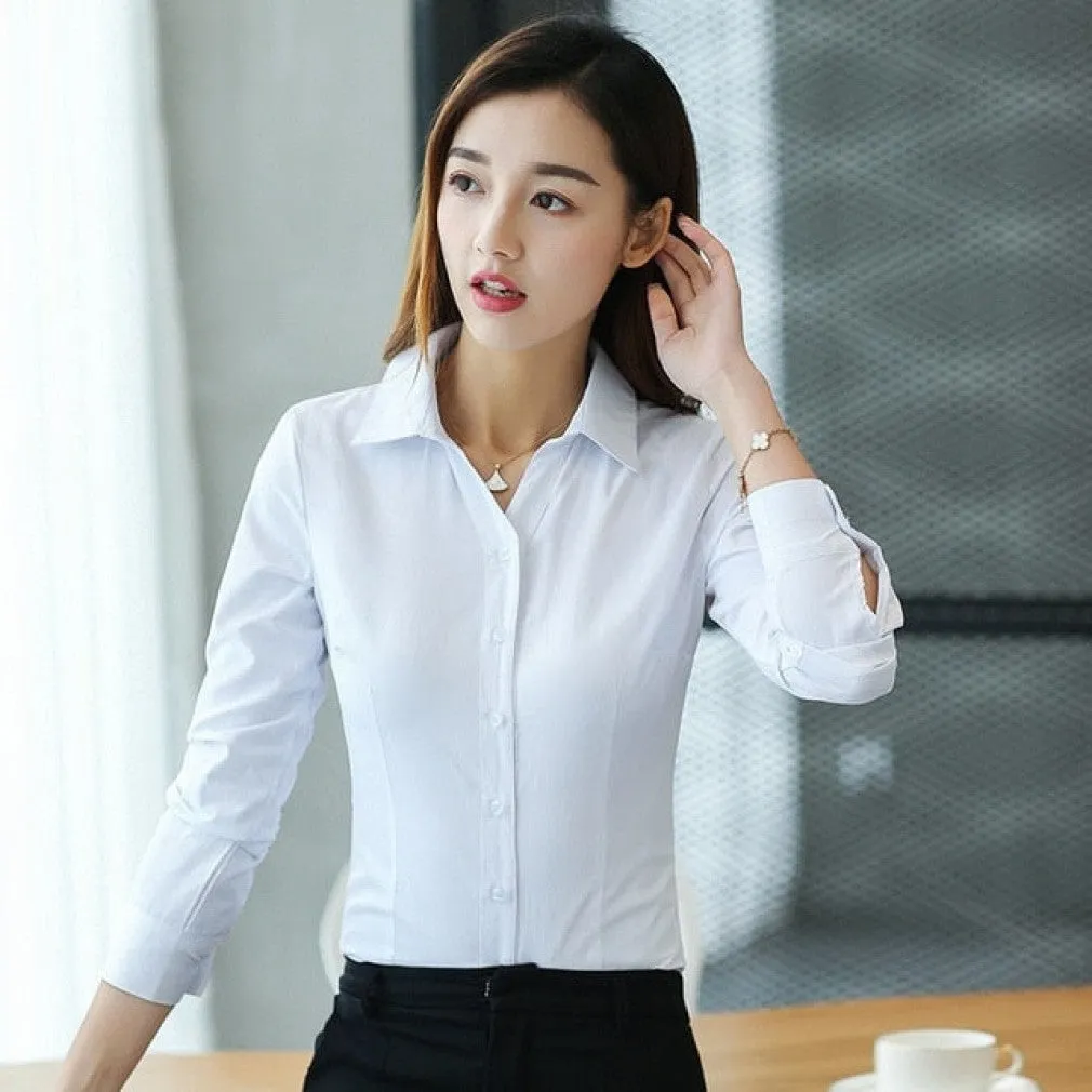 ContiNent 33 Women Tops And Blouses Office Lady Blouse Slim Shirts Women Blouses Plus Size Tops Casual Shirt Female Blusas