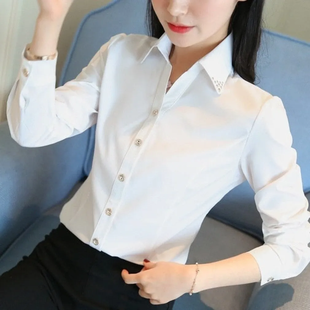 ContiNent 33 Women Tops And Blouses Office Lady Blouse Slim Shirts Women Blouses Plus Size Tops Casual Shirt Female Blusas