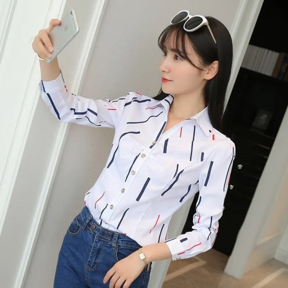 ContiNent 33 Women Tops And Blouses Office Lady Blouse Slim Shirts Women Blouses Plus Size Tops Casual Shirt Female Blusas