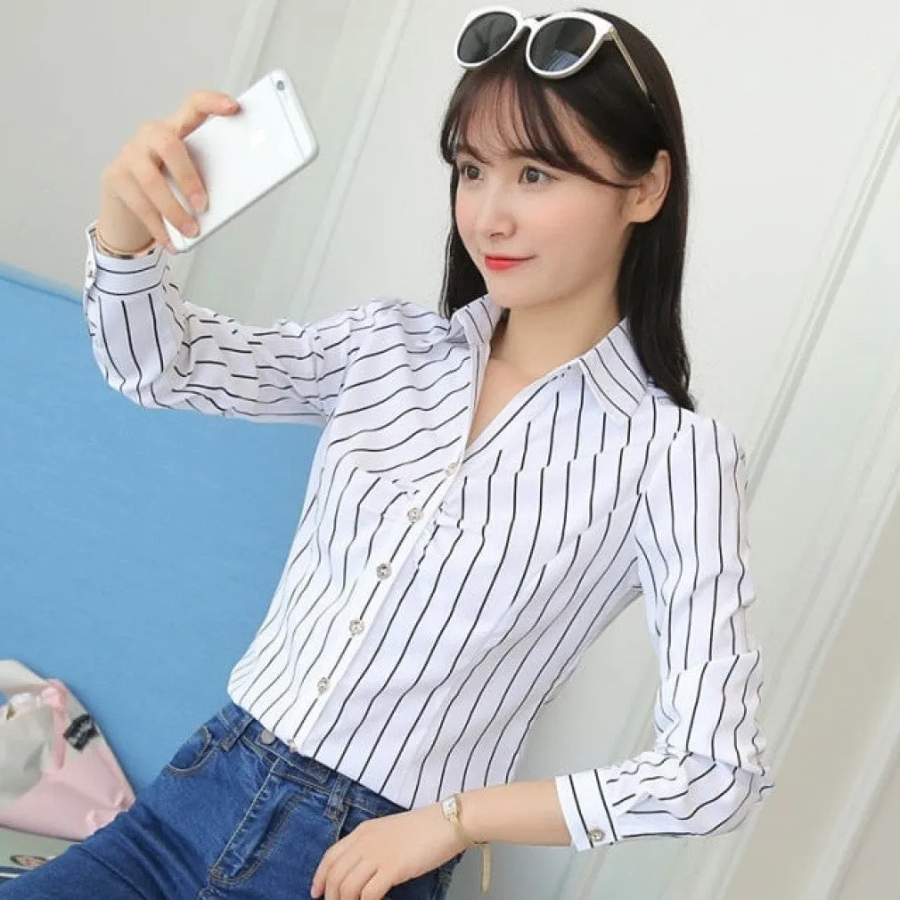 ContiNent 33 Women Tops And Blouses Office Lady Blouse Slim Shirts Women Blouses Plus Size Tops Casual Shirt Female Blusas