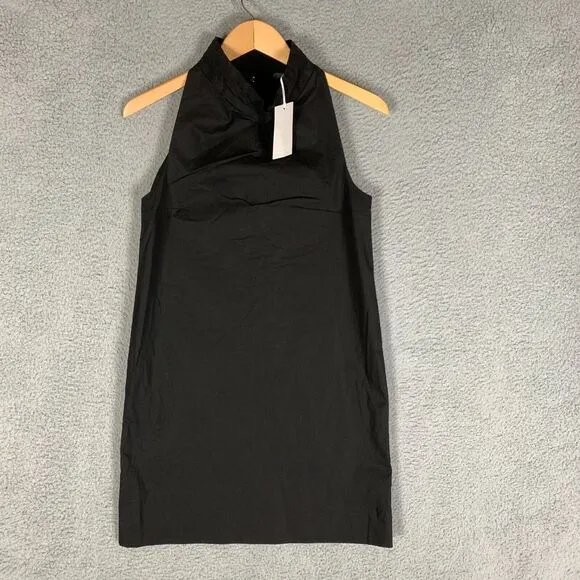 COS Mini Dress Size 6 Black High‎ Halter Neck Sleeveless Stretch Poplin NWT $115