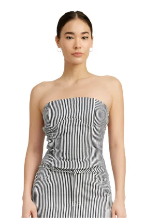 Cotton Blend Striped Twill Tube Top