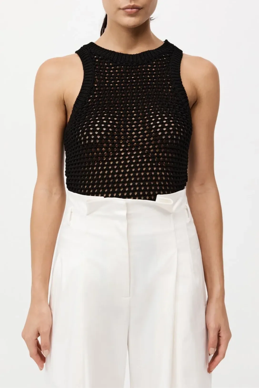 Cotton Crochet Tank | Black
