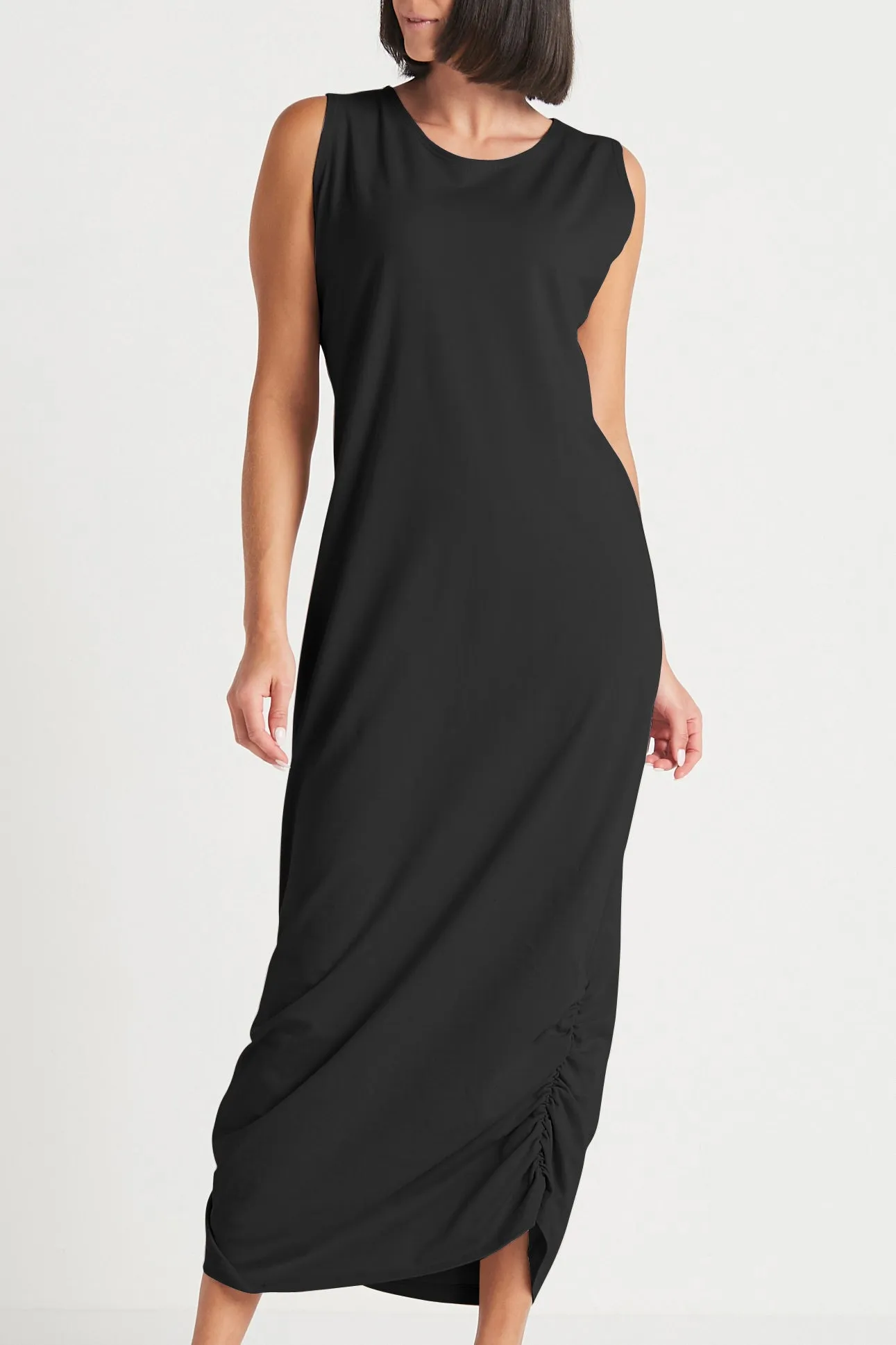 Cotton Lycra Ruched Tank Dress