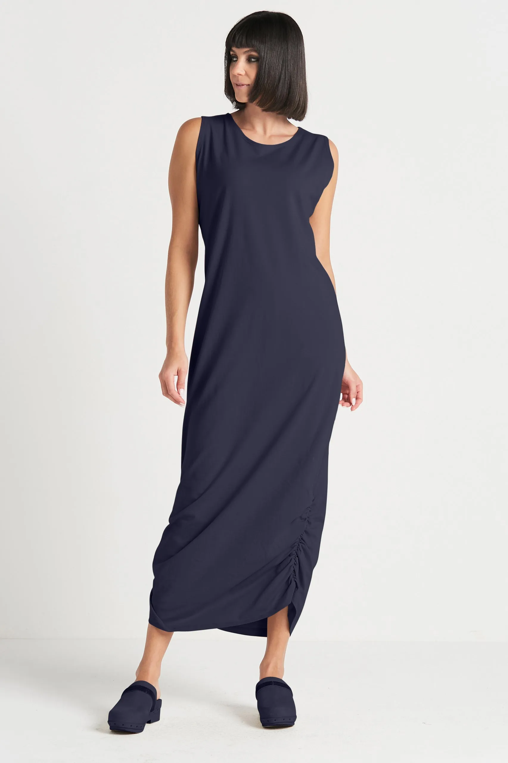 Cotton Lycra Ruched Tank Dress