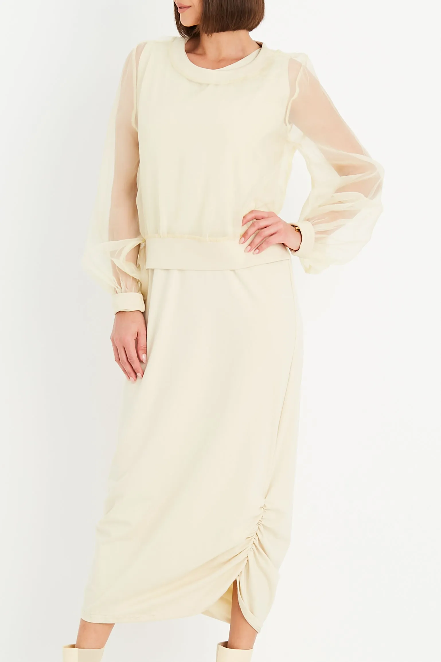 Cotton Lycra Ruched Tank Dress
