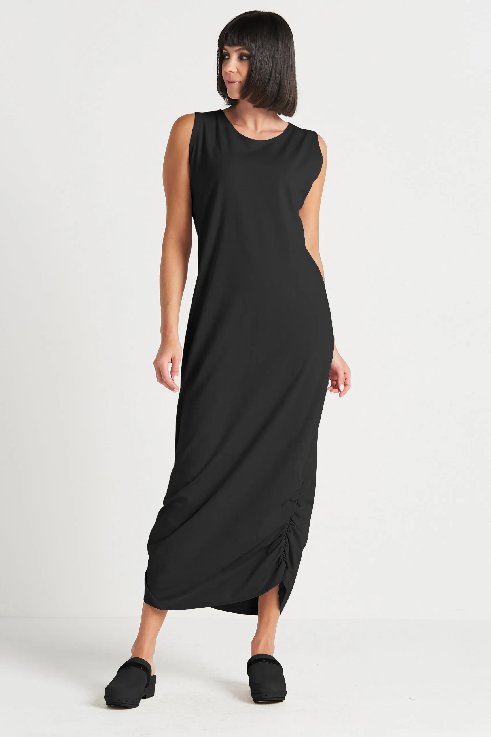 Cotton Lycra Ruched Tank Dress