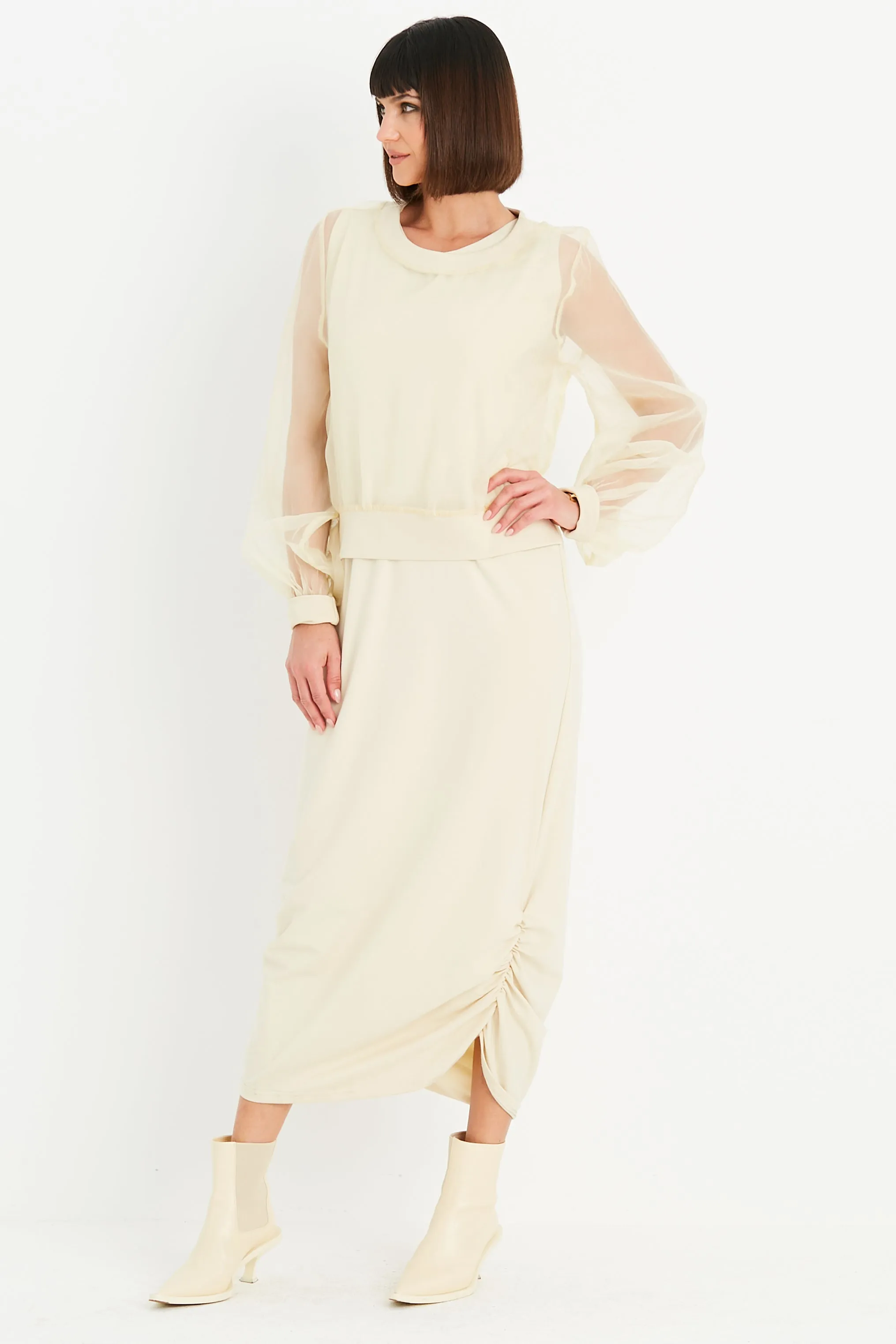 Cotton Lycra Ruched Tank Dress