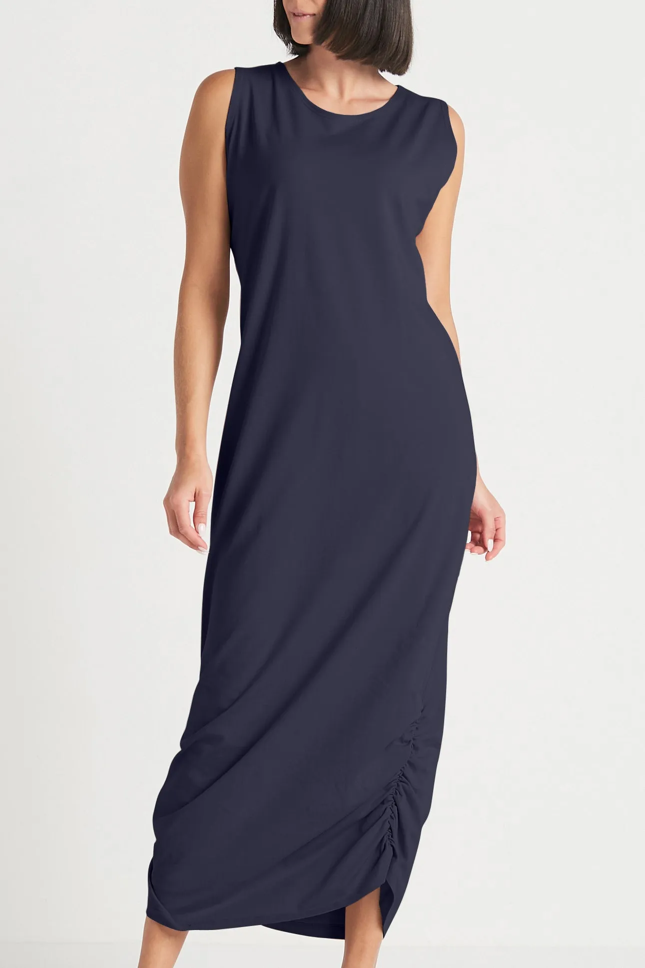 Cotton Lycra Ruched Tank Dress