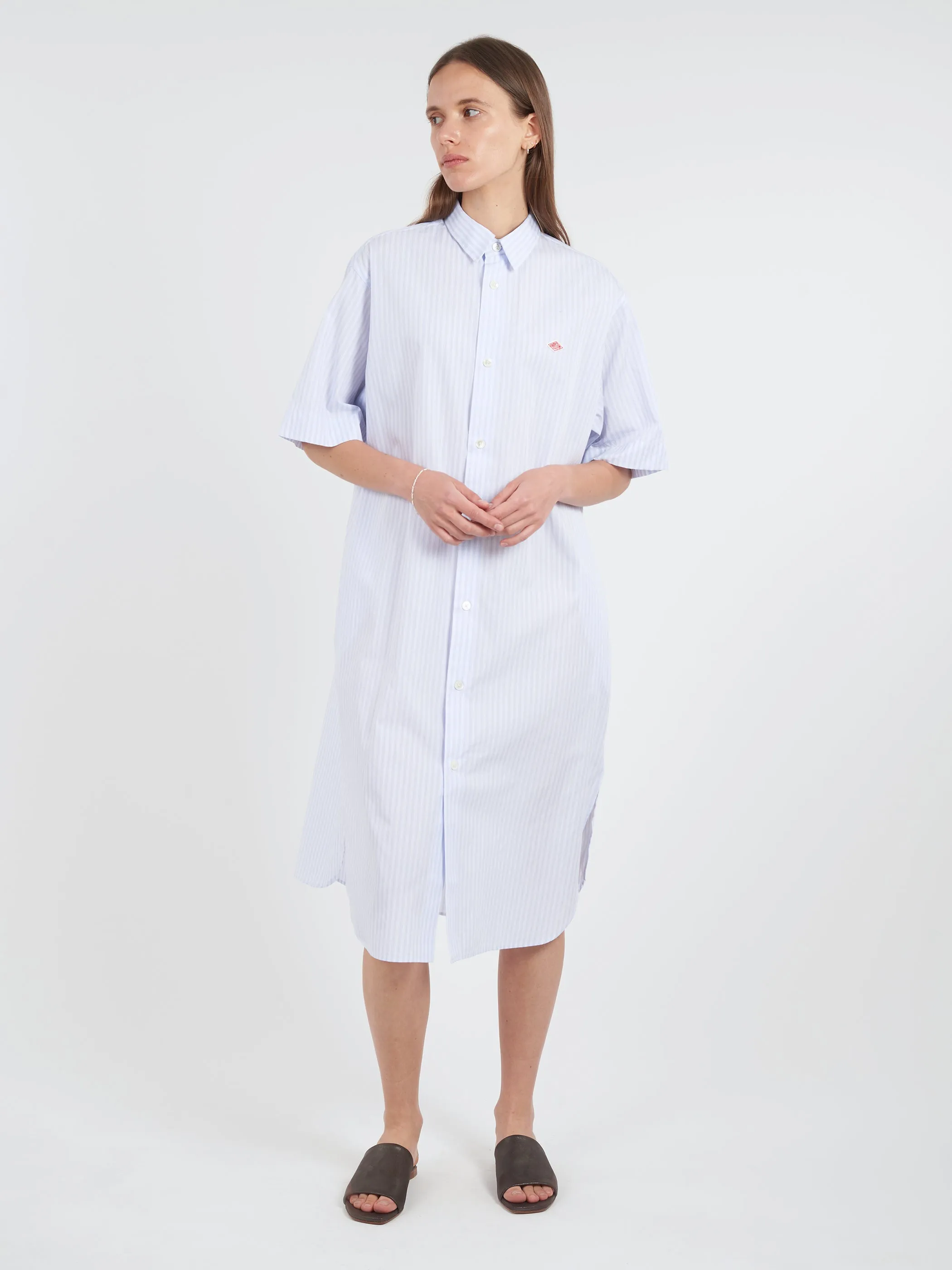 Cotton Poplin Short Sleeve Shirt Dress