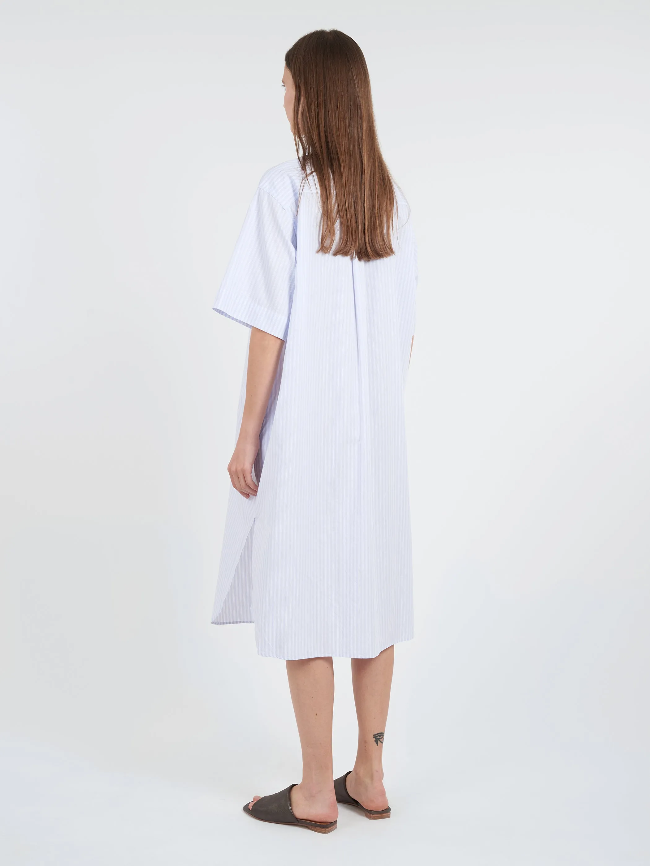 Cotton Poplin Short Sleeve Shirt Dress