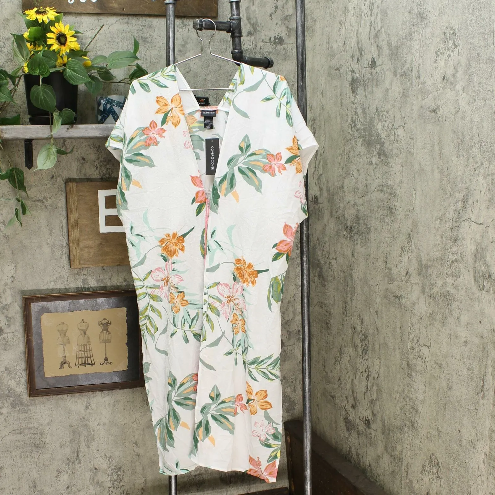 Cover 2 Cover Women's Smocked Back Kimono Cover Up